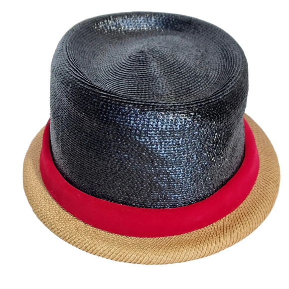 Vintage Straw Hat with Velveteen Red Bow‎ - Picture 7 of 10